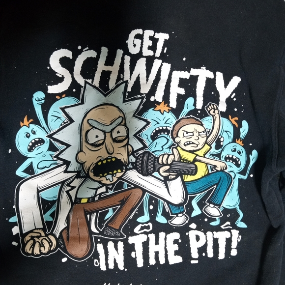 Beimar Rick and Morty "Get Schwifty in the Pit!" "Mosh it Up" Black Hoodie - Picture 4 of 6